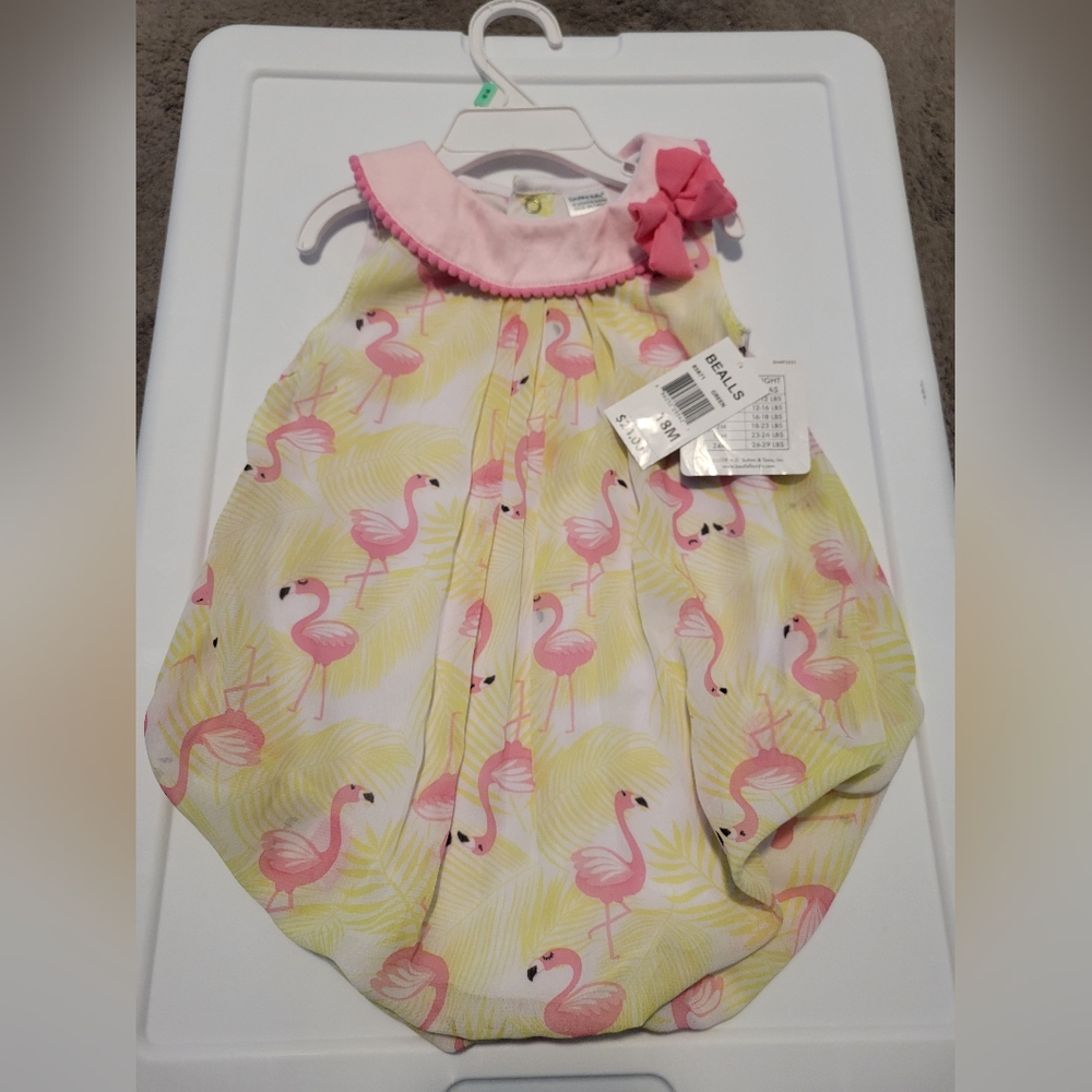 Sunshine Baby Flamingo Summer Romper Yellow/Pink